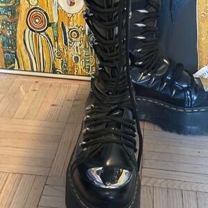 Dr martens 1B60 Max Lace up knee high platform boots with Silver Accents